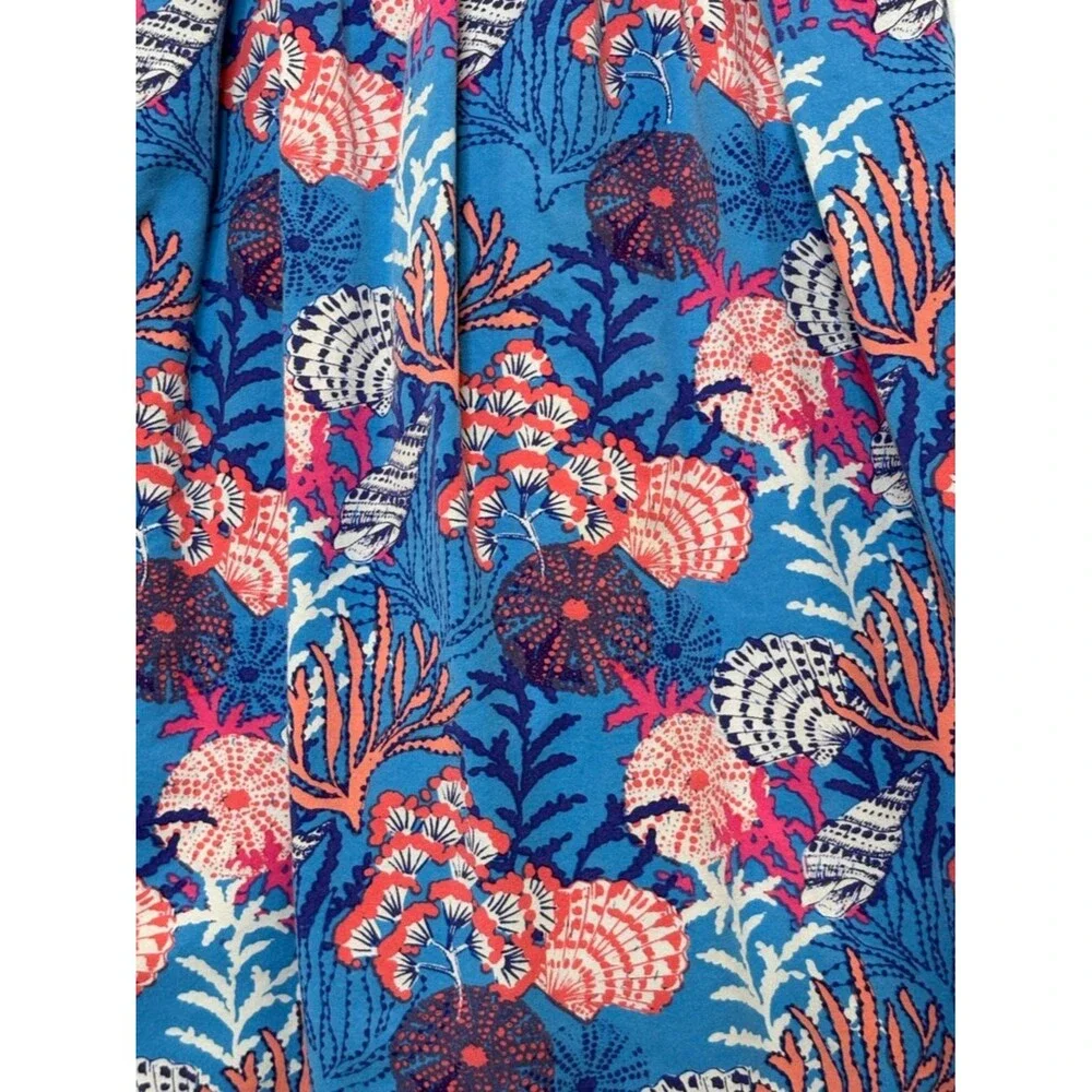 Gymboree Seashell Print Sundress Girls Size 8 Embroidered Blue A-Line Tank Dress